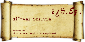 Árvai Szilvia névjegykártya