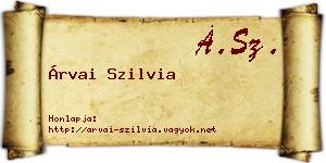 Árvai Szilvia névjegykártya
